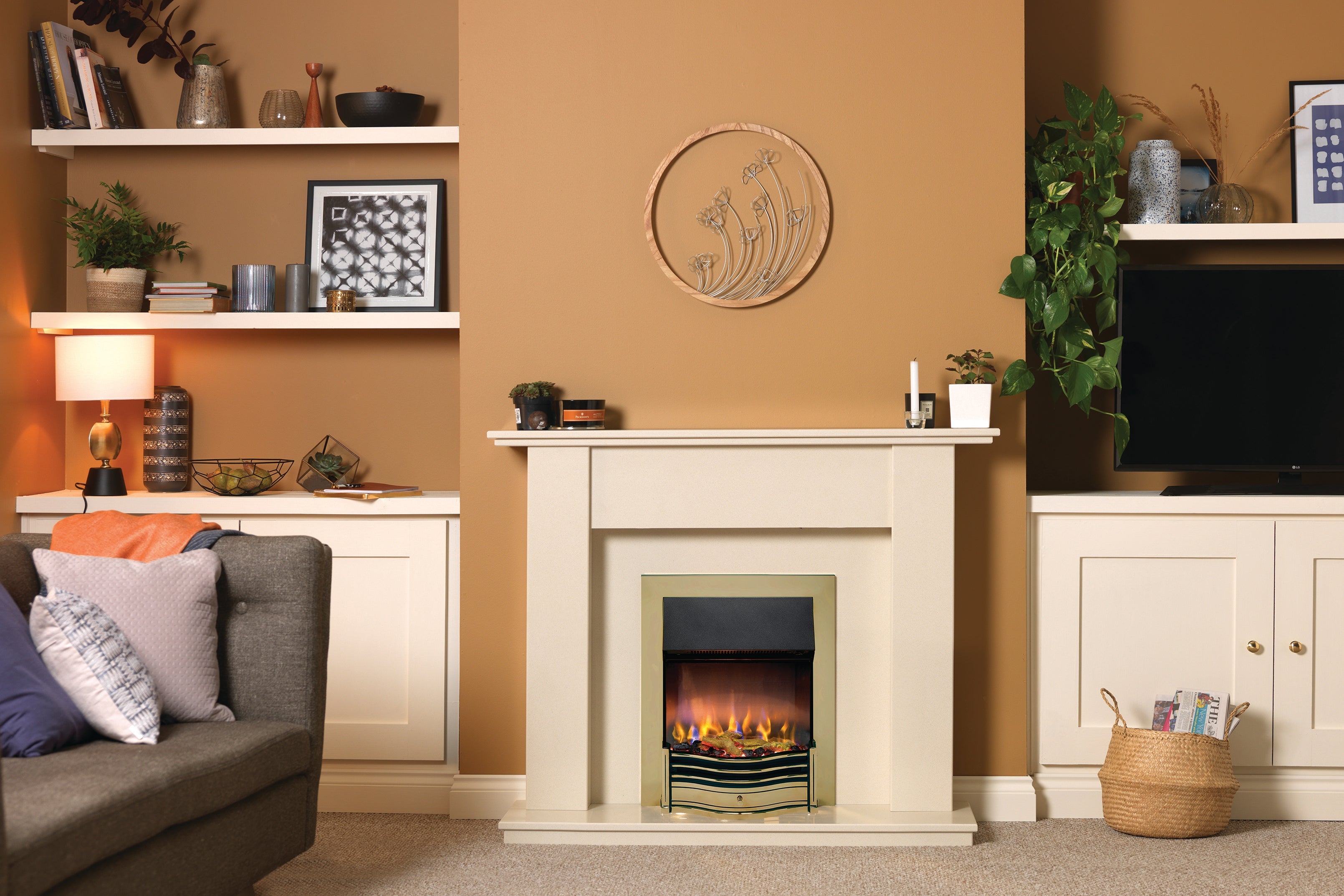 Dimplex DMF20AB Dumfries Optiflame3D Electric Inset Fire Antique Brass
